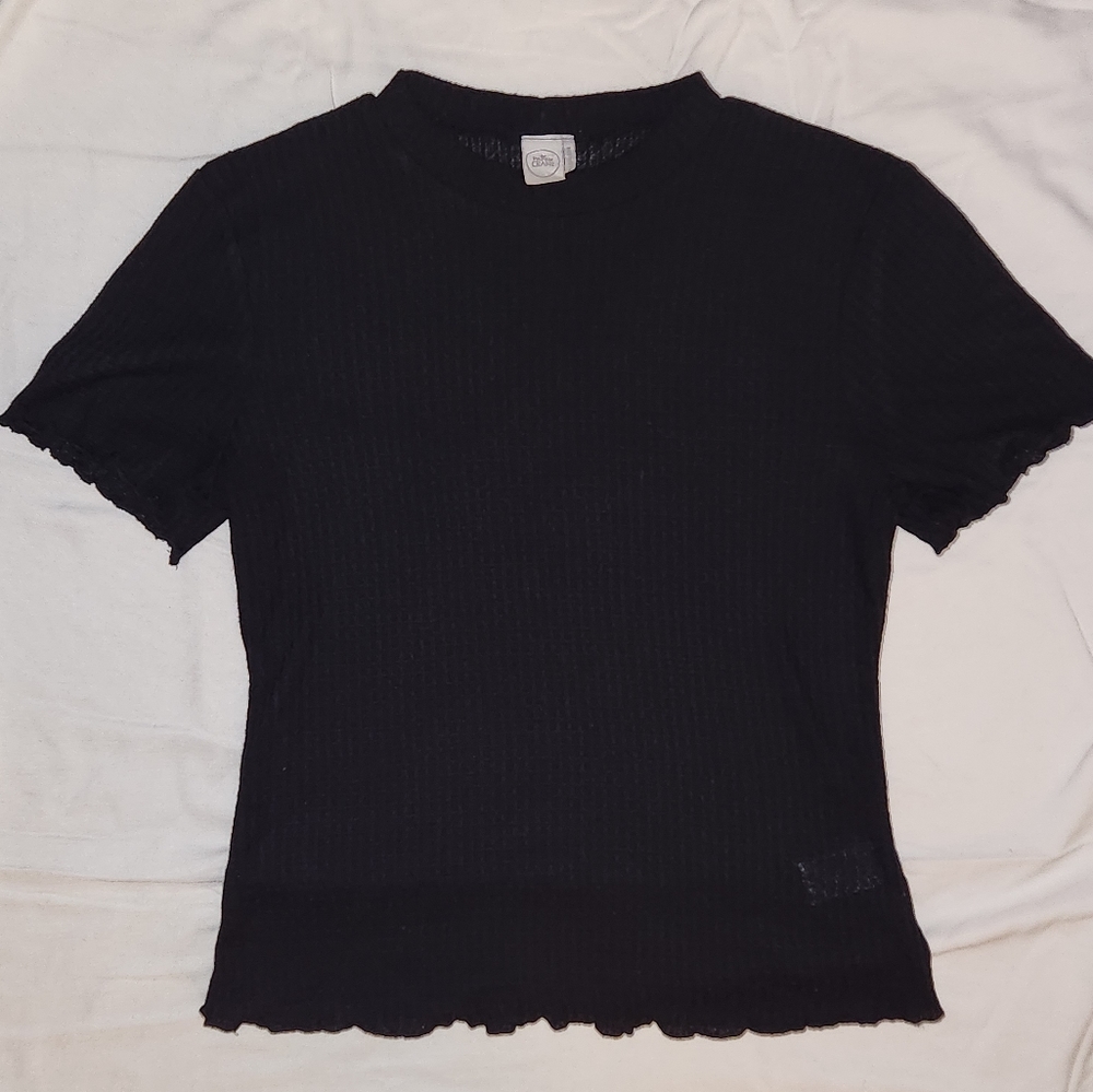 Paper Crane Short Sleeve Black Knit Top (Medium)